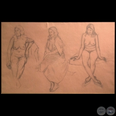 Tres mujeres - Dibujo de Ofelia Echage Vera - Ao: c. 1970